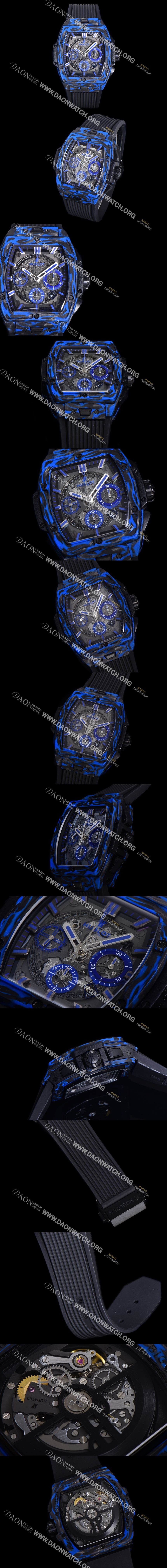 홍콩명품 [휴블렛] 남성용 스피릿 빅뱅 마스터피스 카본제질  크로노그래프 Hub4700타입 45mm 러버우레탄줄 스켈래톤다이얼 hub1954 6